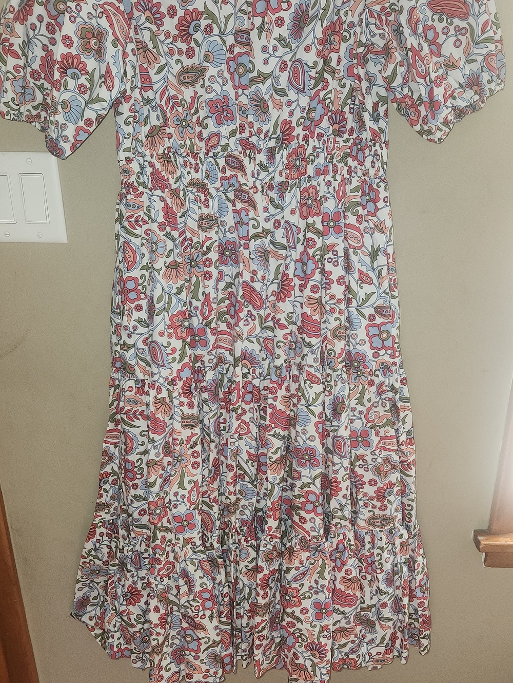 Women's White Puff Sleeve Tiered Midi Dress , Oriental Paradise size 8. - Picture 11 of 12